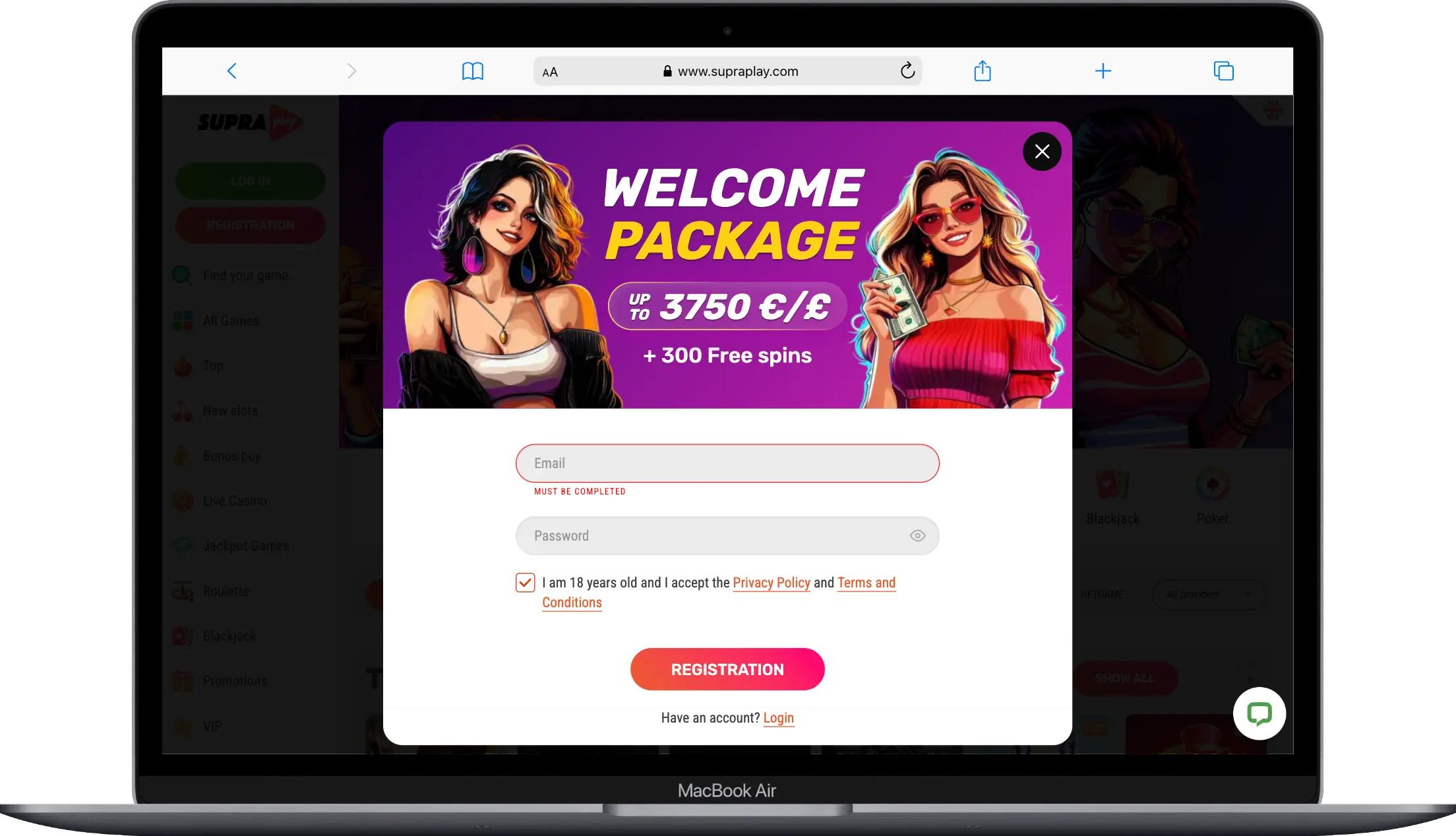 SupraPlay Registratie SupraPlay Registratie