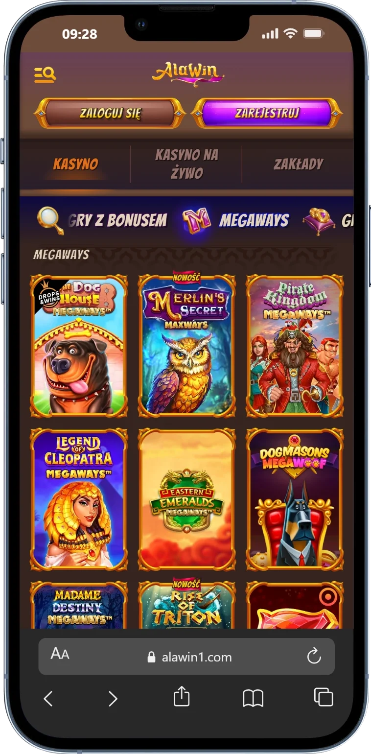 Gry Megaways w kasynie online Alawin