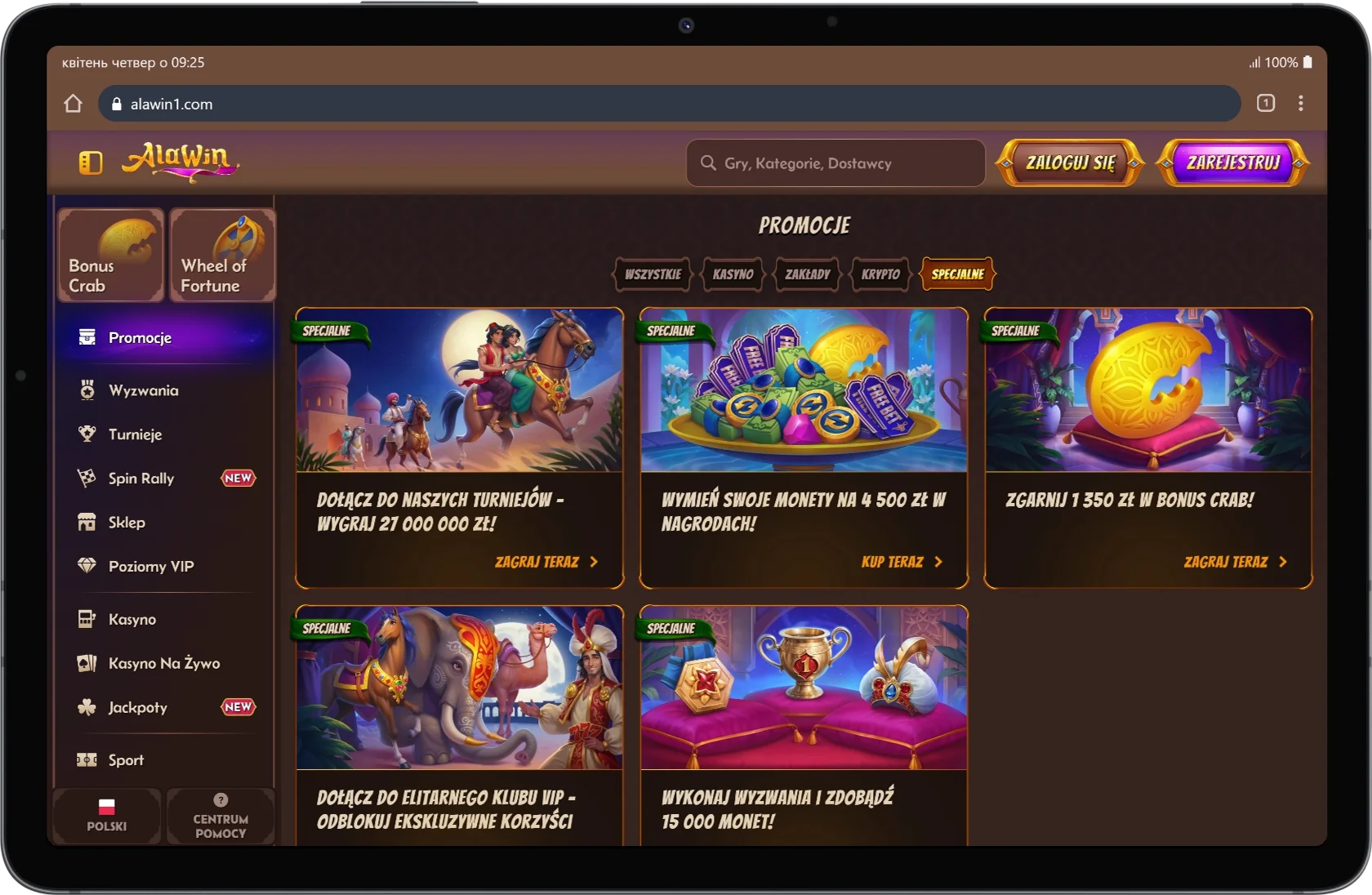 Oferty specjalne w kasynie online Alawin