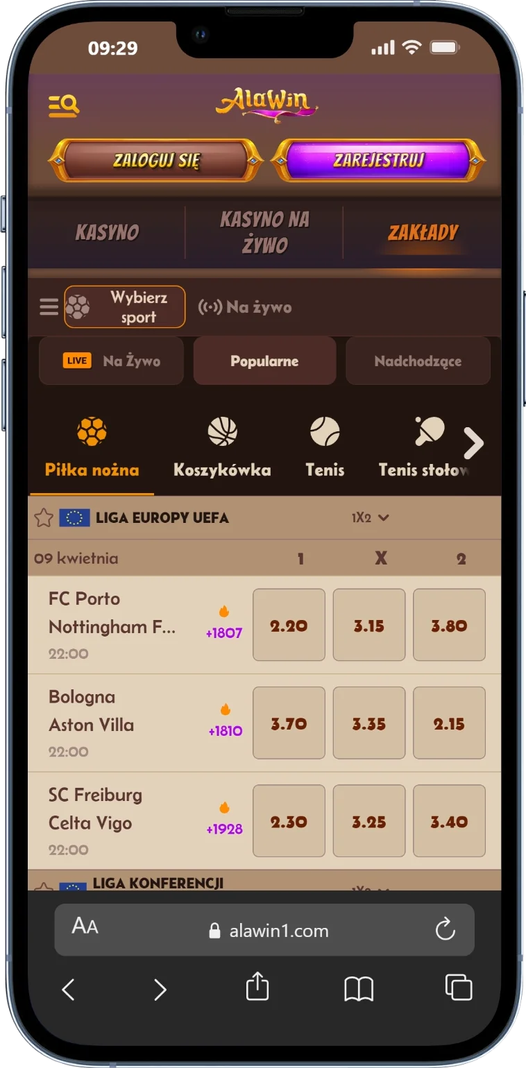 Zakłady sportowe w kasynie online Alawin
