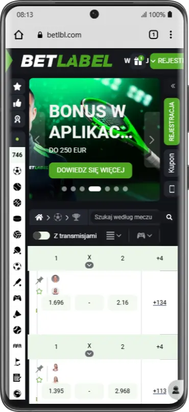 Wersja mobilna Betlabel Wersja mobilna Betlabel