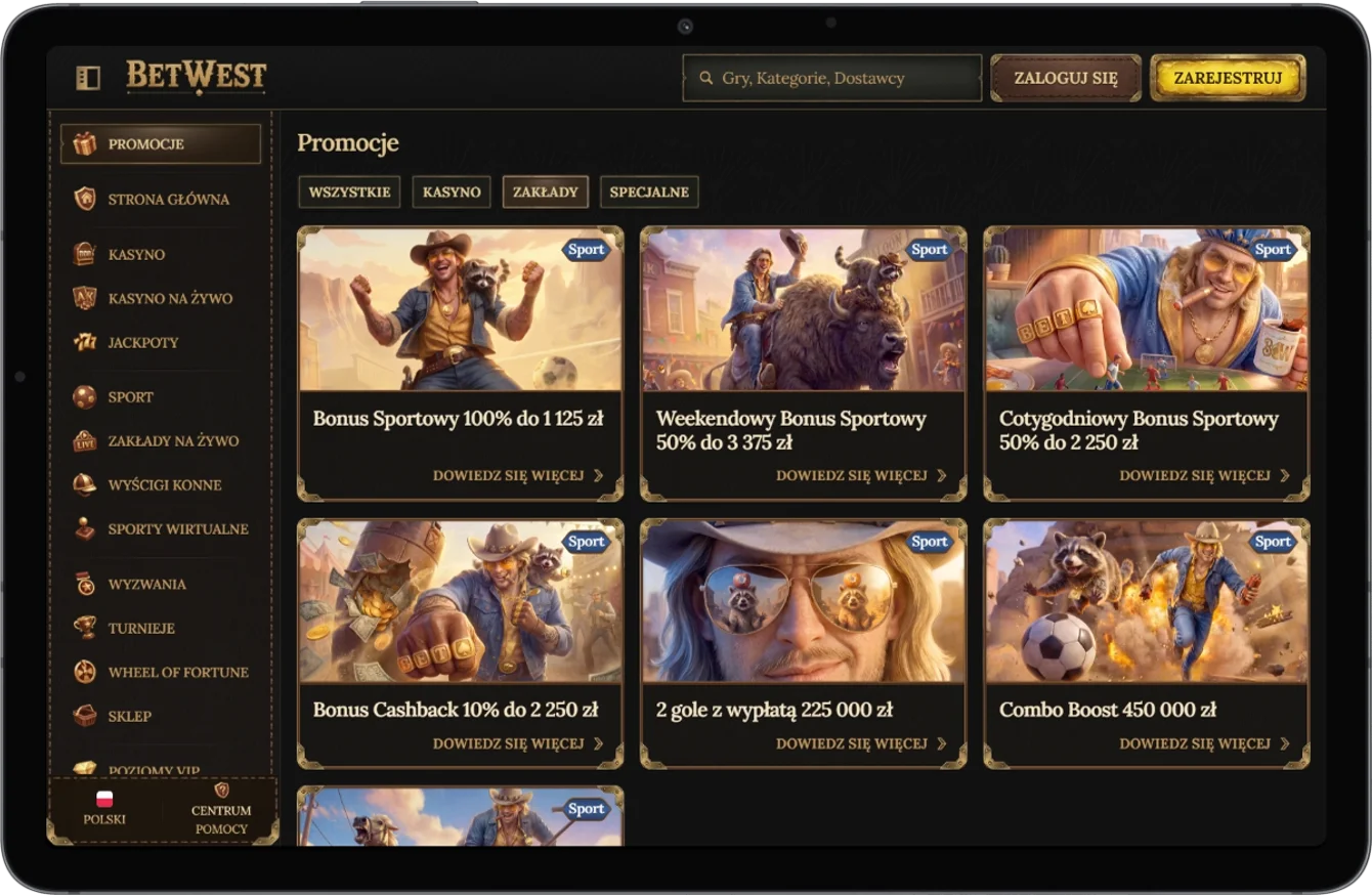Sportowe bonusy dostępne w BetWest Casino