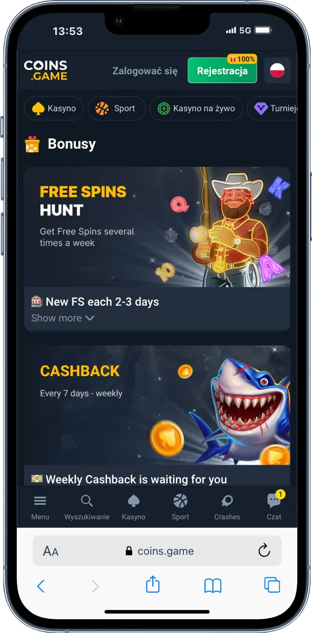 Bonusy kasyno Coins Game Bonusy kasyno Coins Game zrzut ekranu