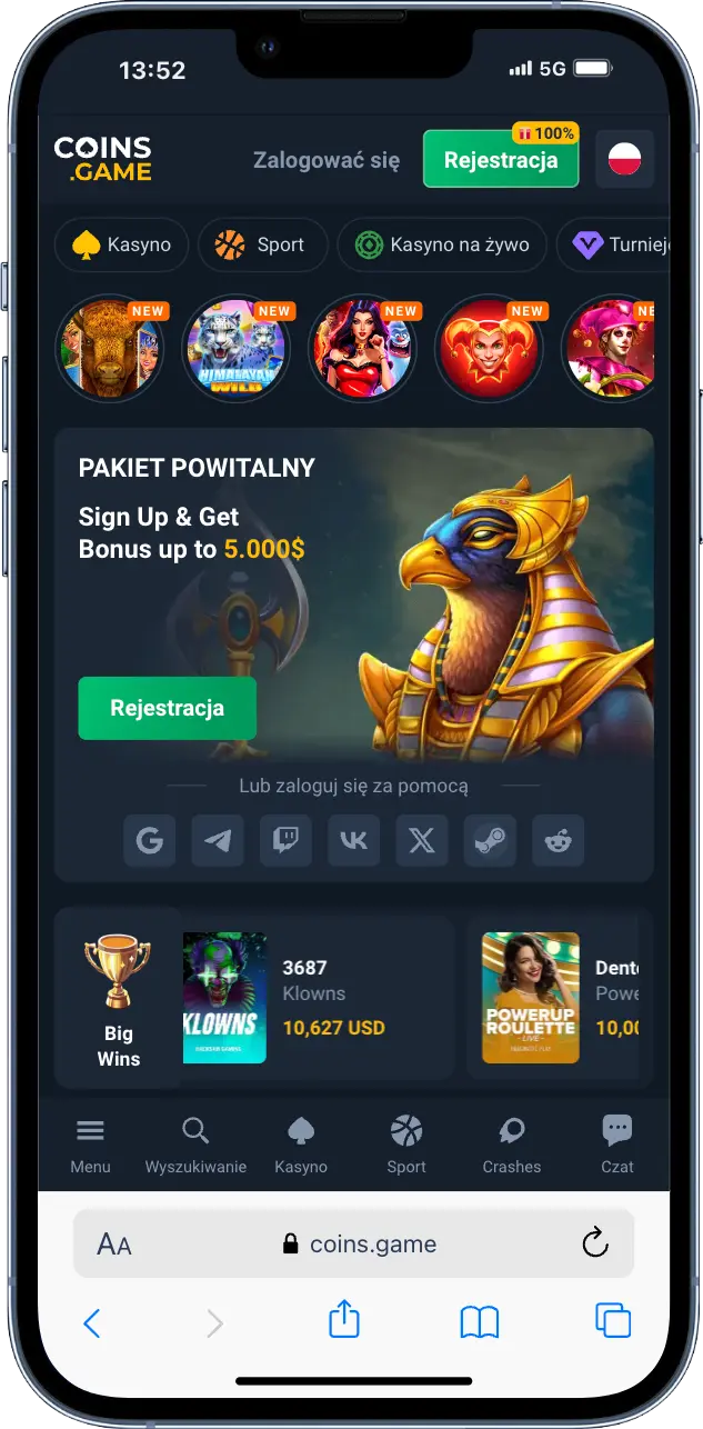 Oficjalna strona internetowa Coins Game Oficjalna strona internetowa Coins Game zrzut ekranu