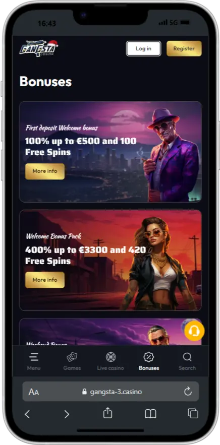 Oferta bonusowa w Gangsta Oferta bonusowa w Gangsta