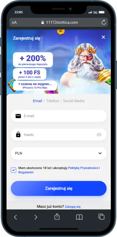 Rejestracja w Slottika Rejestracja w Slottika