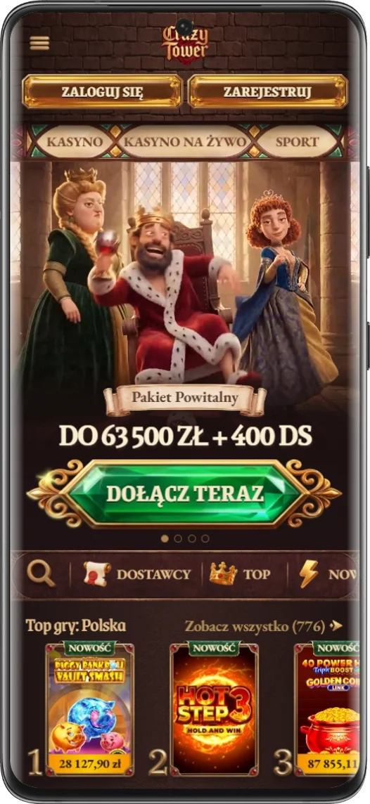 Zrzut ekranu mobilnej wersji CrazyTower na Androidzie