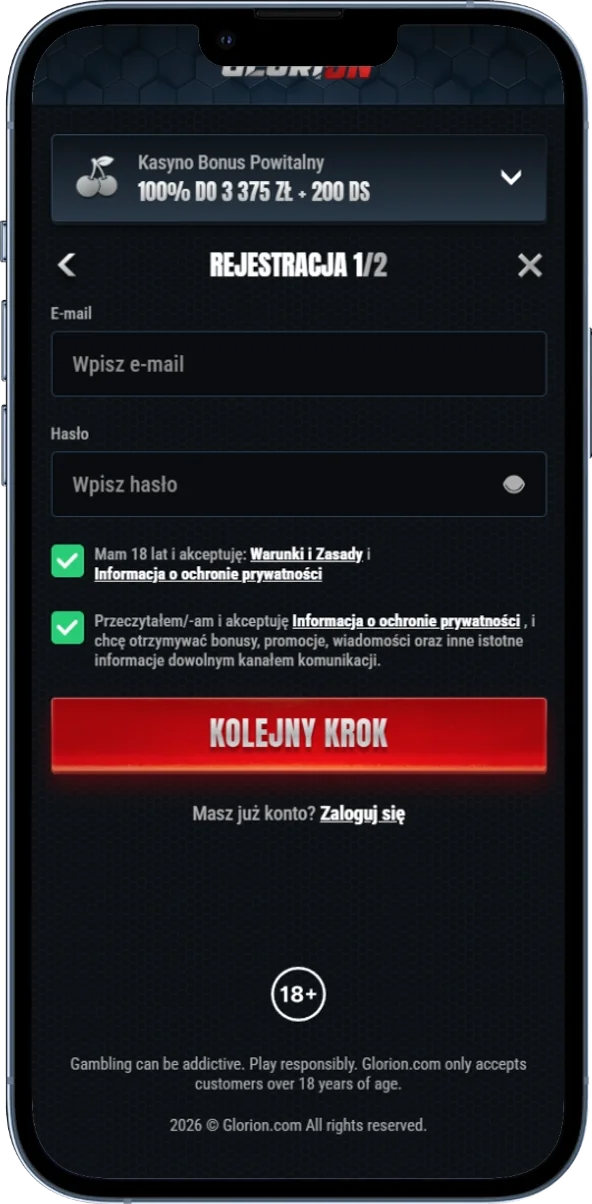 Formularz zakładania nowego konta gracza