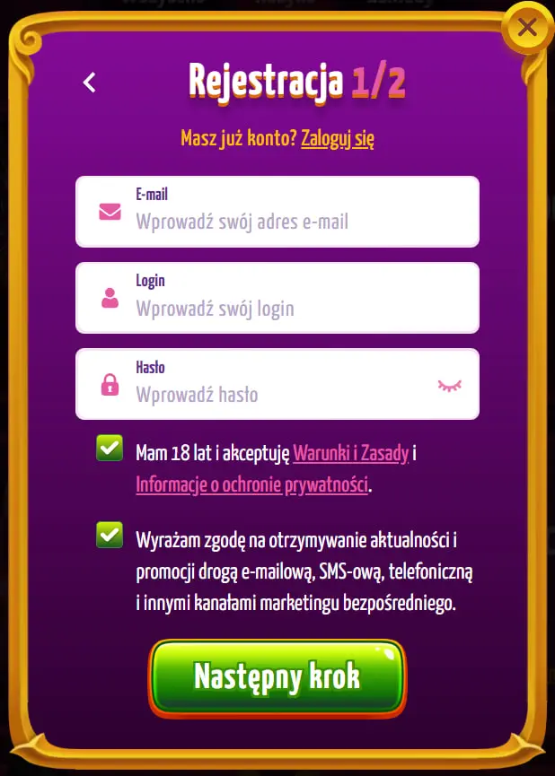 Rejestracja w joker8