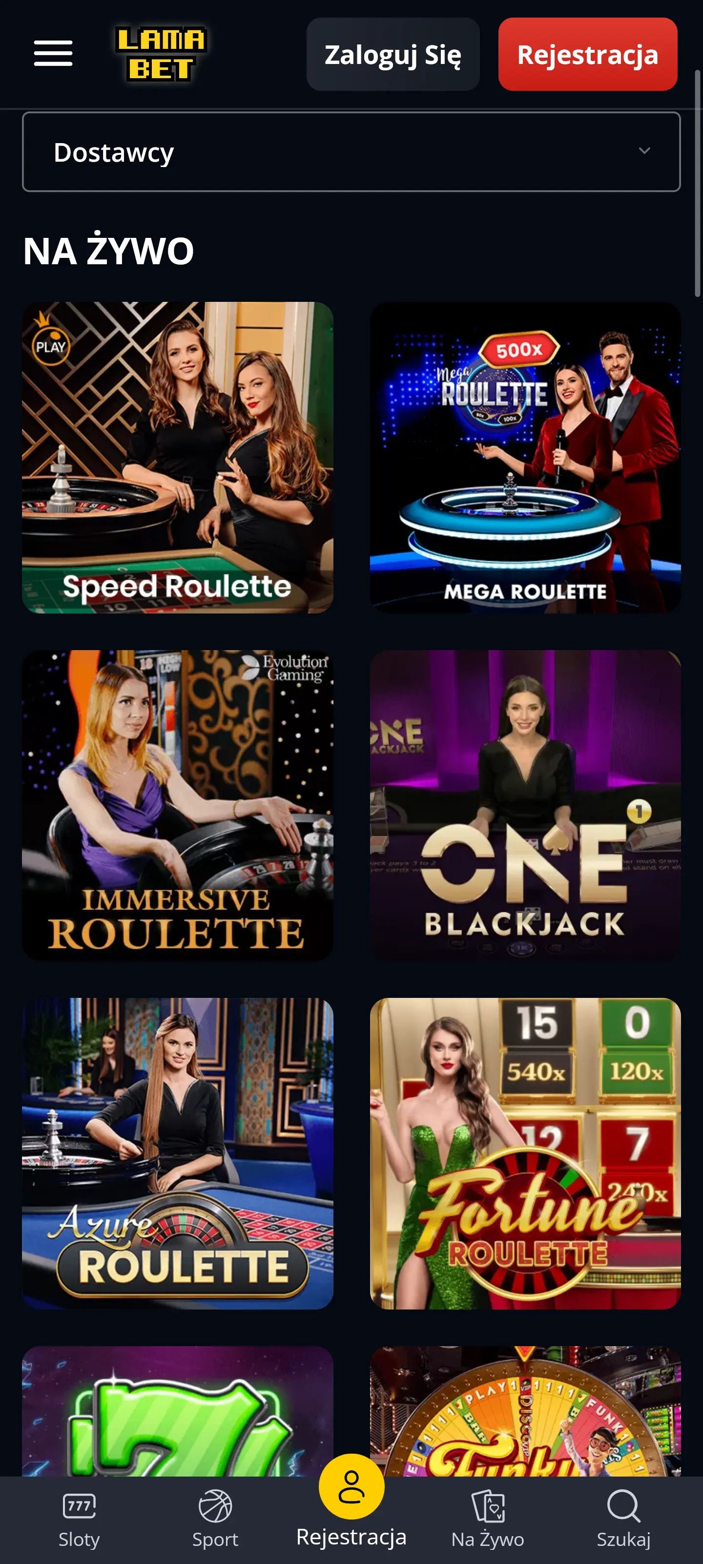 Gry na żywo Lamabet