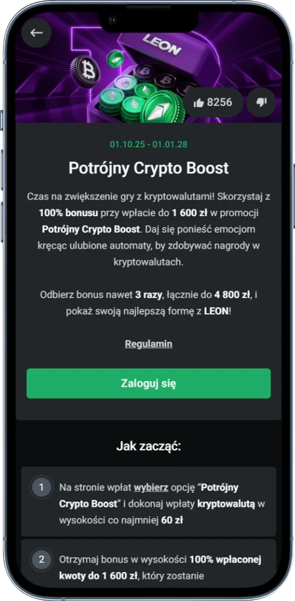 Promocja Crypto Boost dostępna w Leon