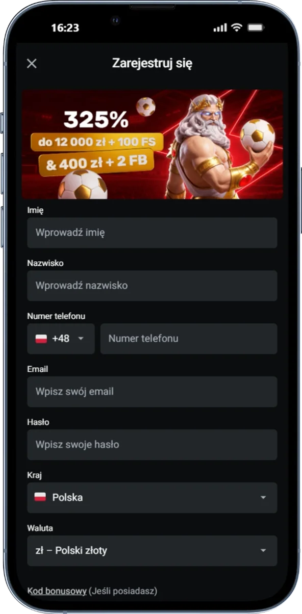 Formularz rejestracji konta w Leon Casino