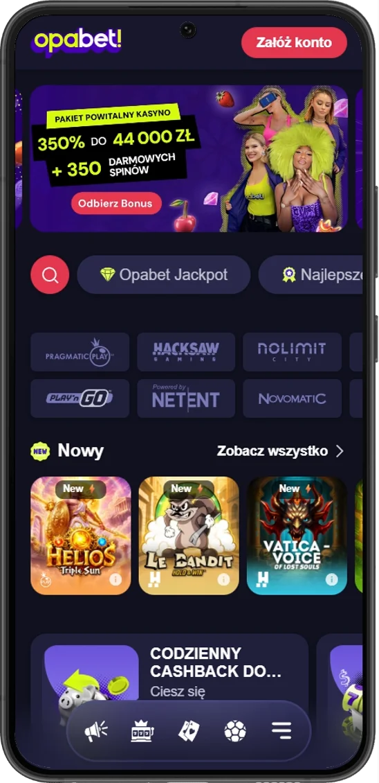 Zrzut ekranu mobilnego interfejsu Opabet na smartfonie z Androidem