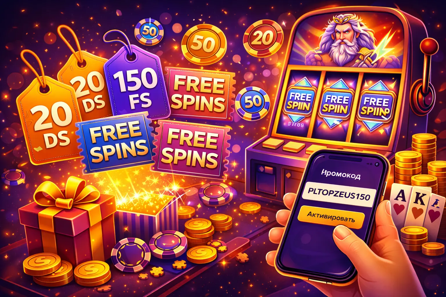 Бонус на фриспины в SpinBetter со слот-машиной, монетами и промокодом