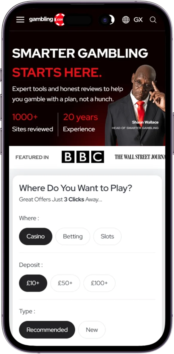 Zrzut ekranu przedstawiający stronę główną serwisu Gambling.com