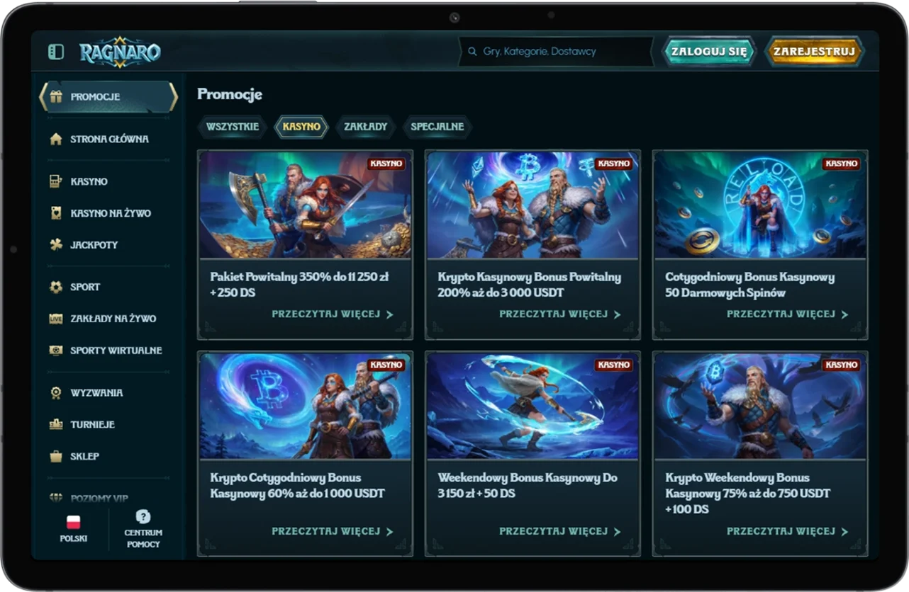 Bonusy i promocje dostępne w Ragnaro Casino