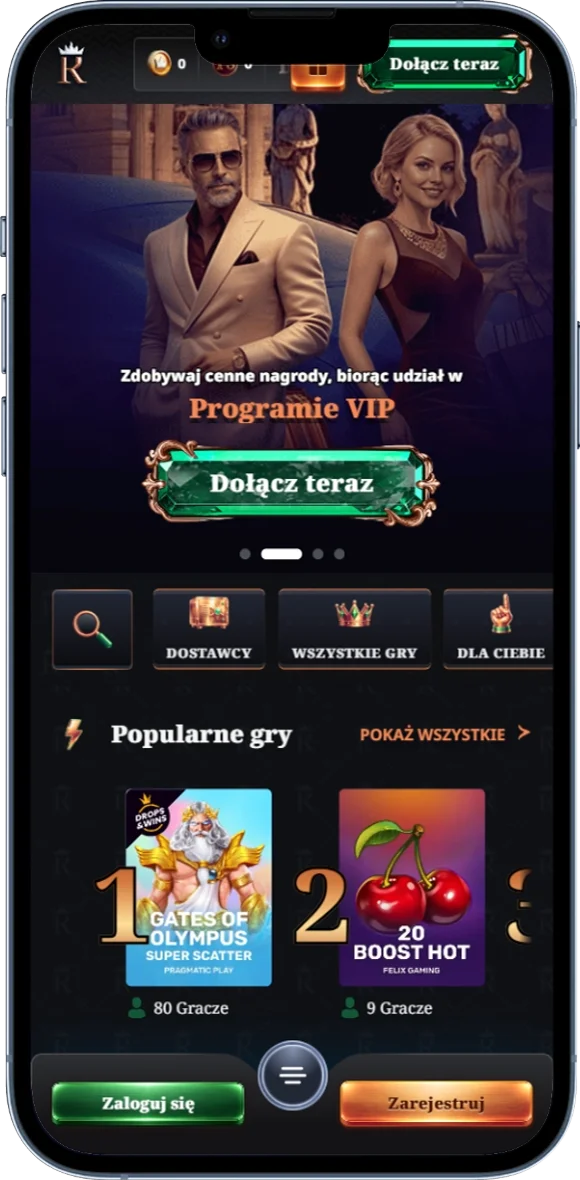 Zrzut ekranu strony głównej RoyalXO Casino