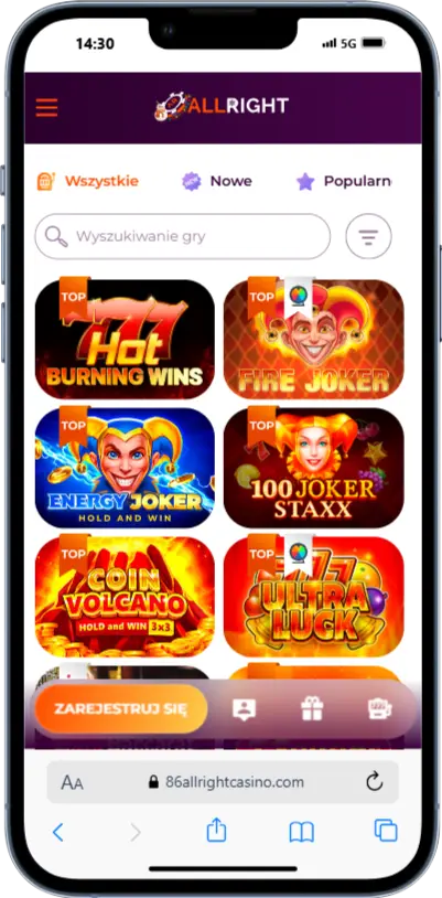 Sloty Allright Casino Sloty w kasynie Allright Casino