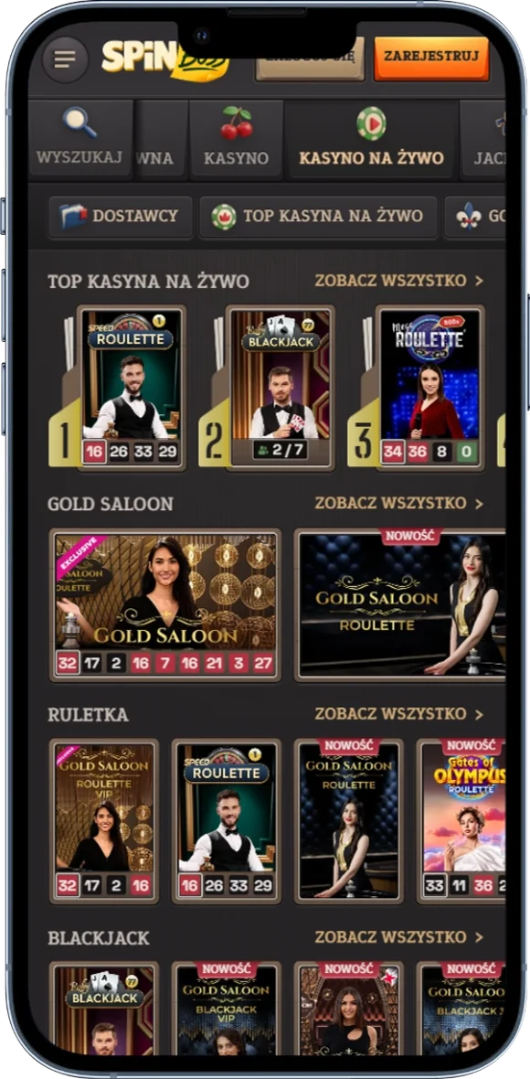 Sekcja Kasyna Na Żywo w SpinBoss Casino