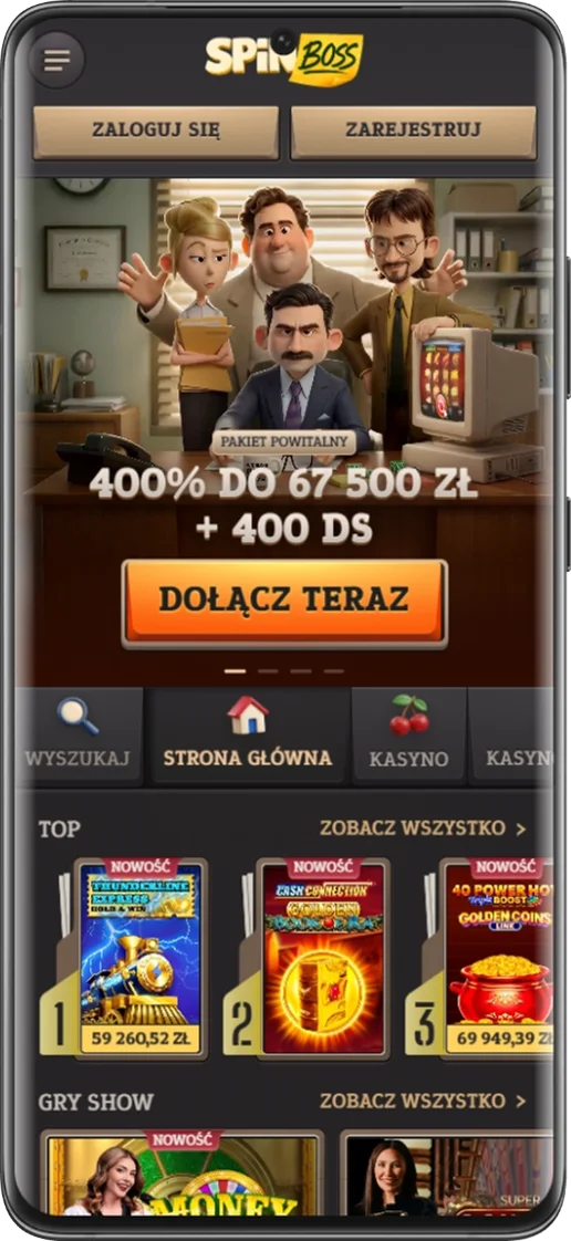 Mobilna wersja SpinBoss Casino