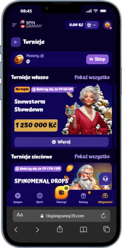 Turnieje w kasynie SpinGranny