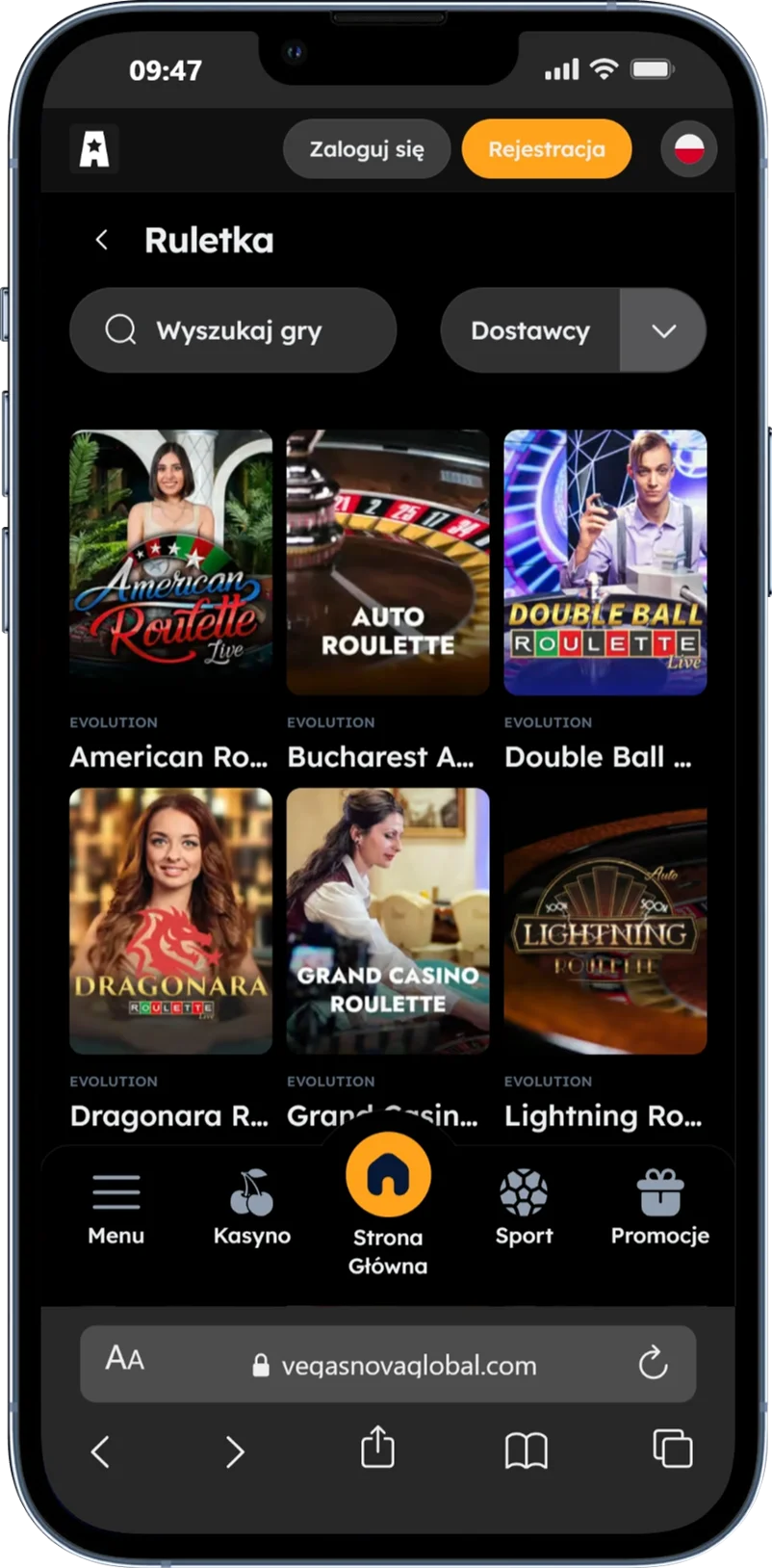 Kasyno na żywo w VegasNova