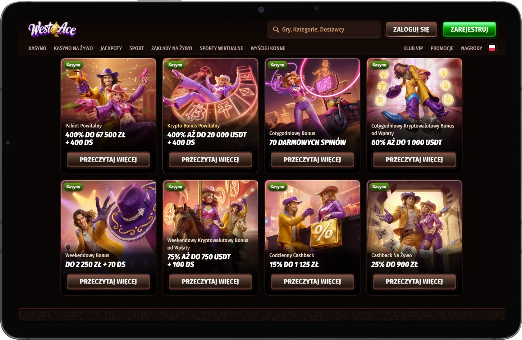 Bonusy w kasynie WestAce