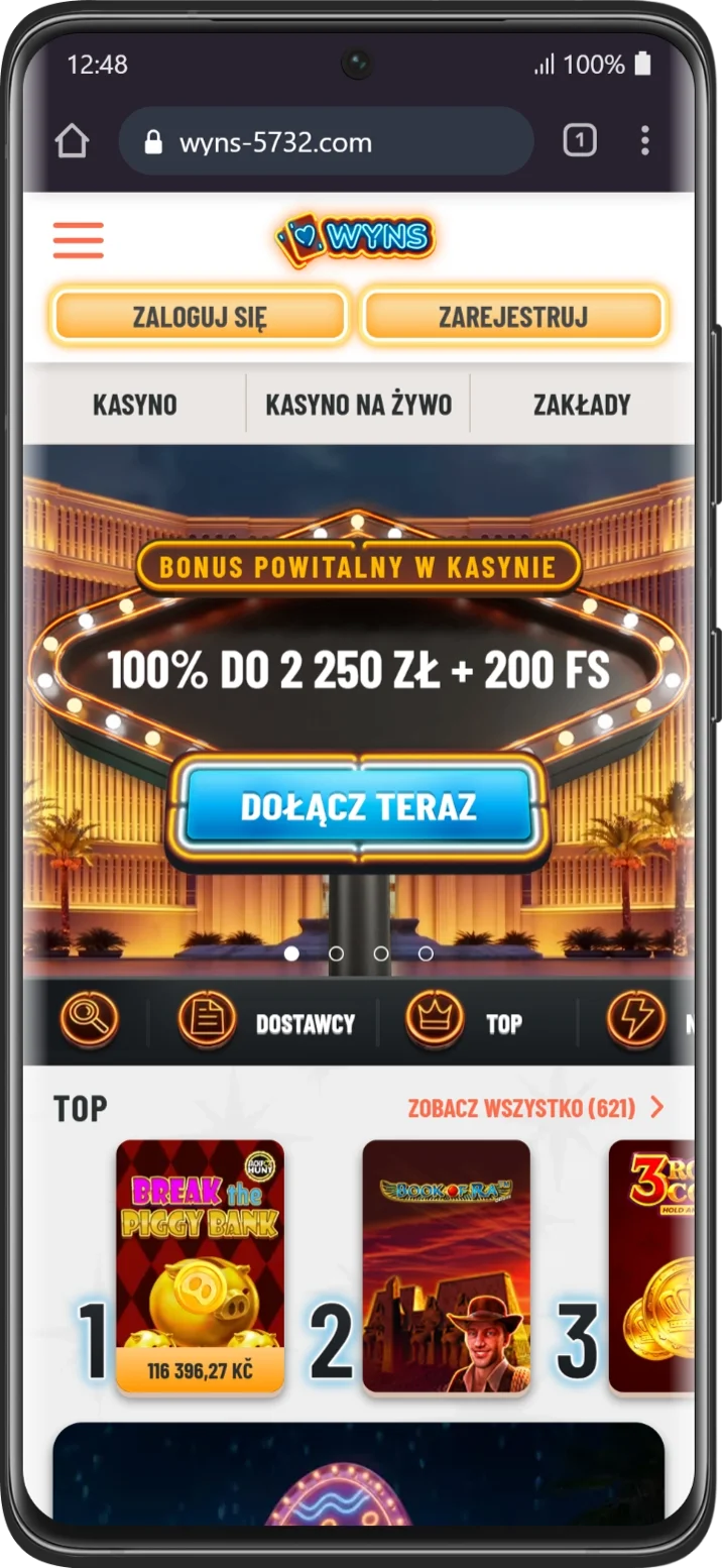 Kasyno mobilne Wyns na Android i iOS