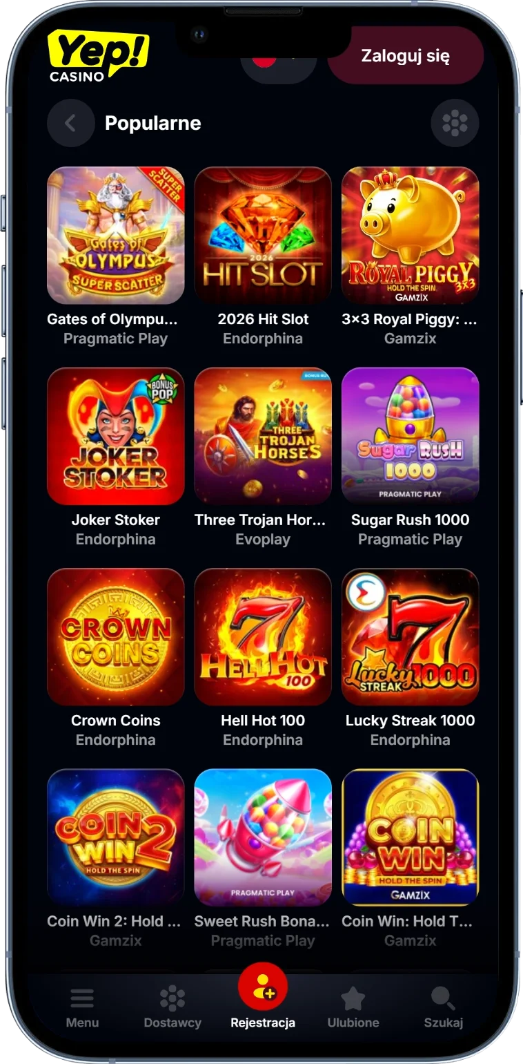 Popularne sloty w Yep Casino