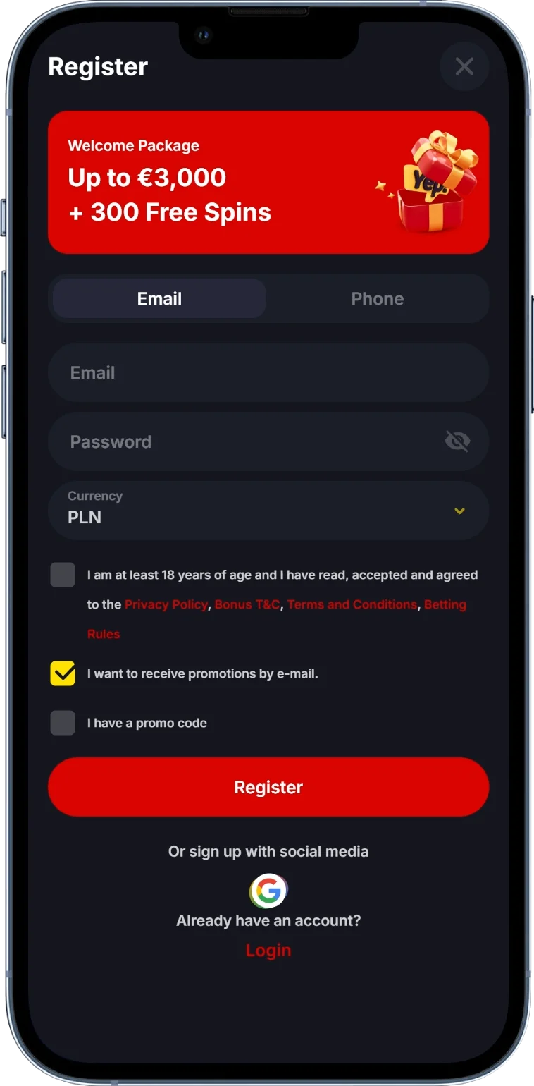 Yep Casino rejestracja