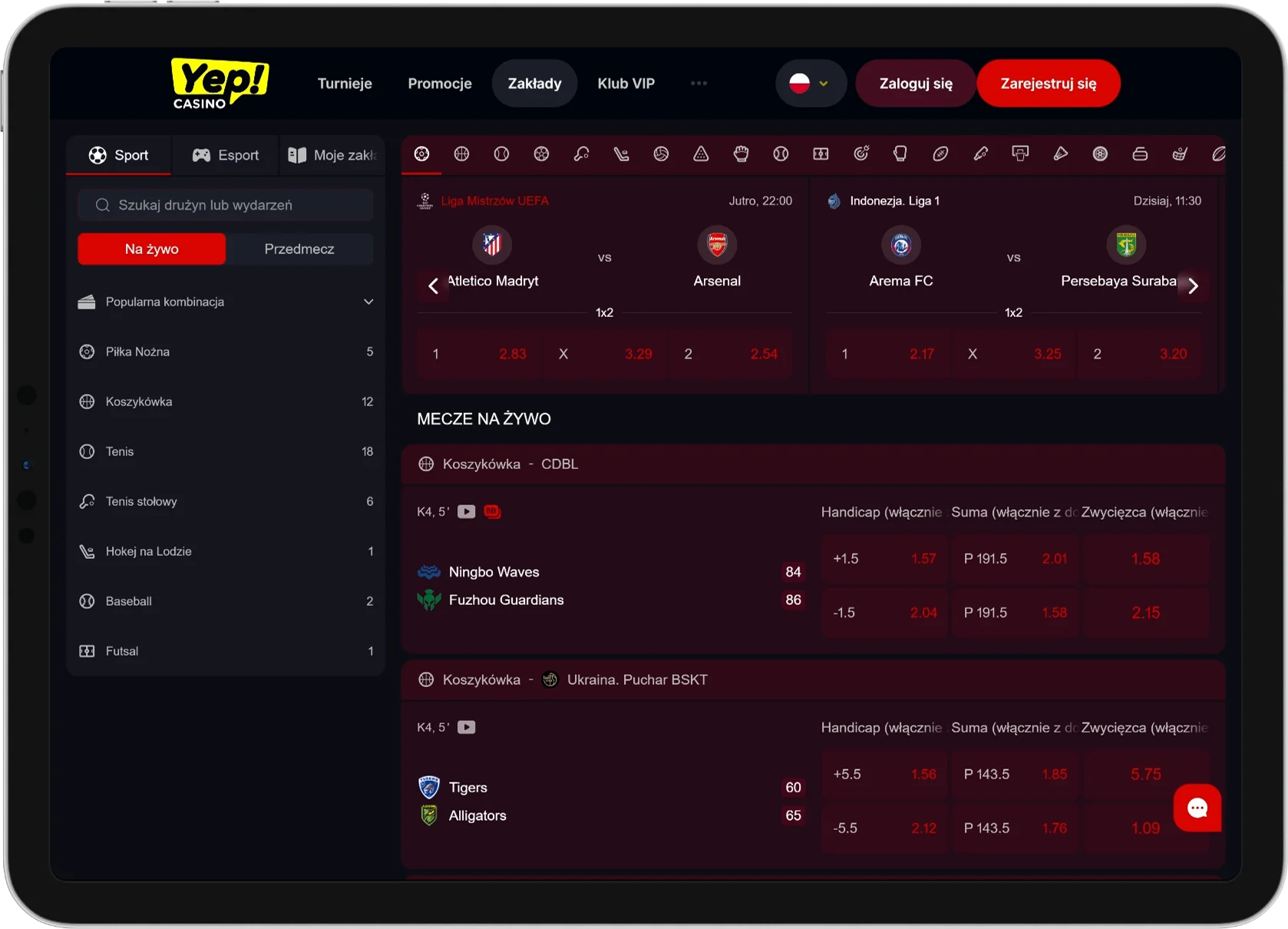 Zakłady w Yep Casino