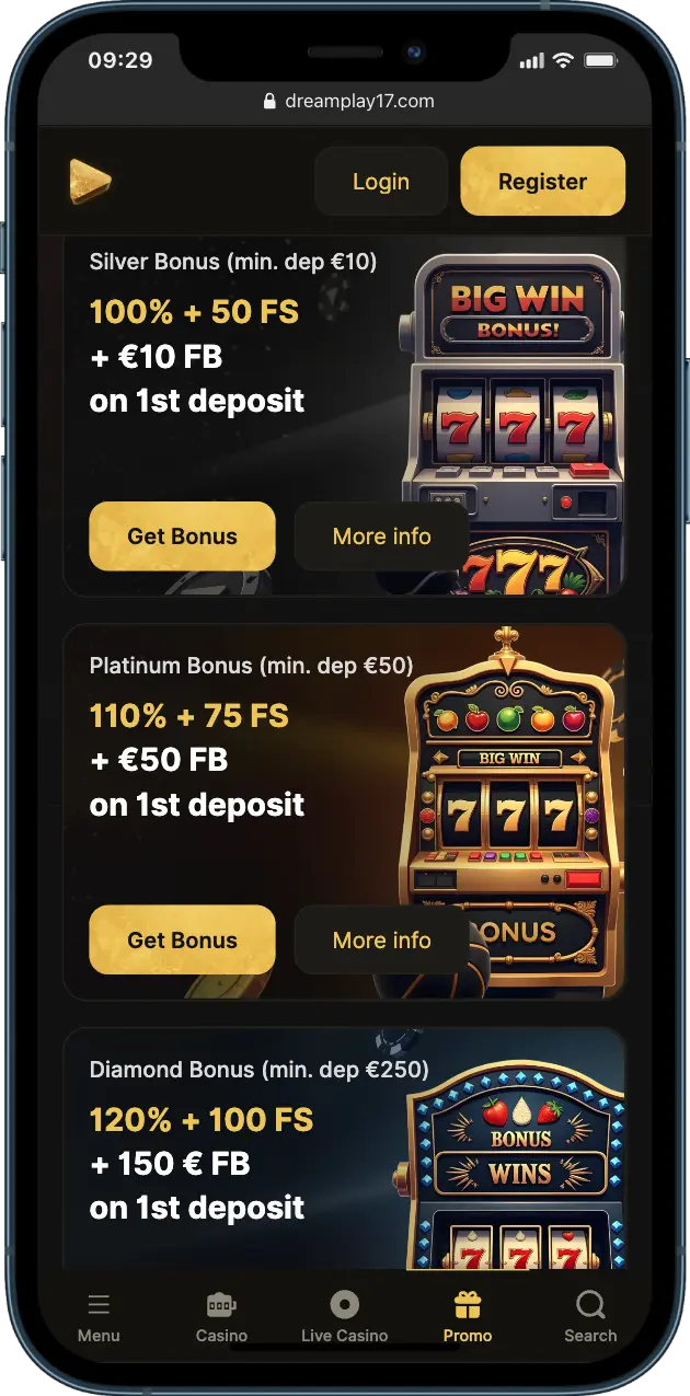 DreamPlay Casino Programa de bónus