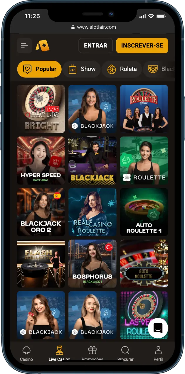 SlotLair Casino Croupiers ao vivo