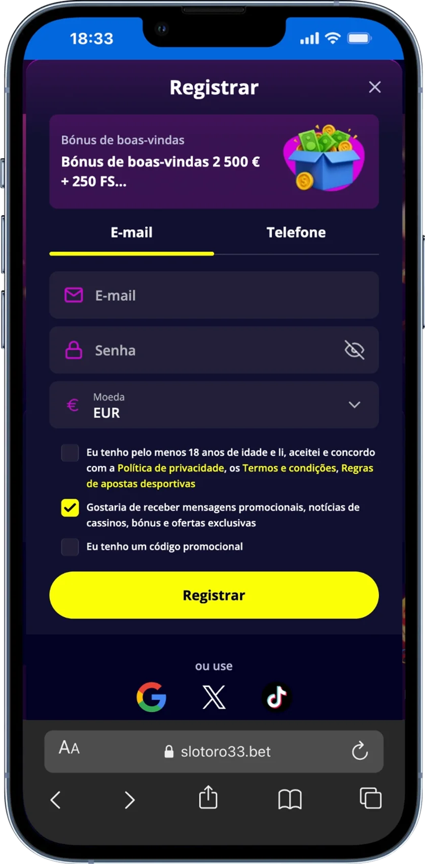 Slotoro PT Casino Registo