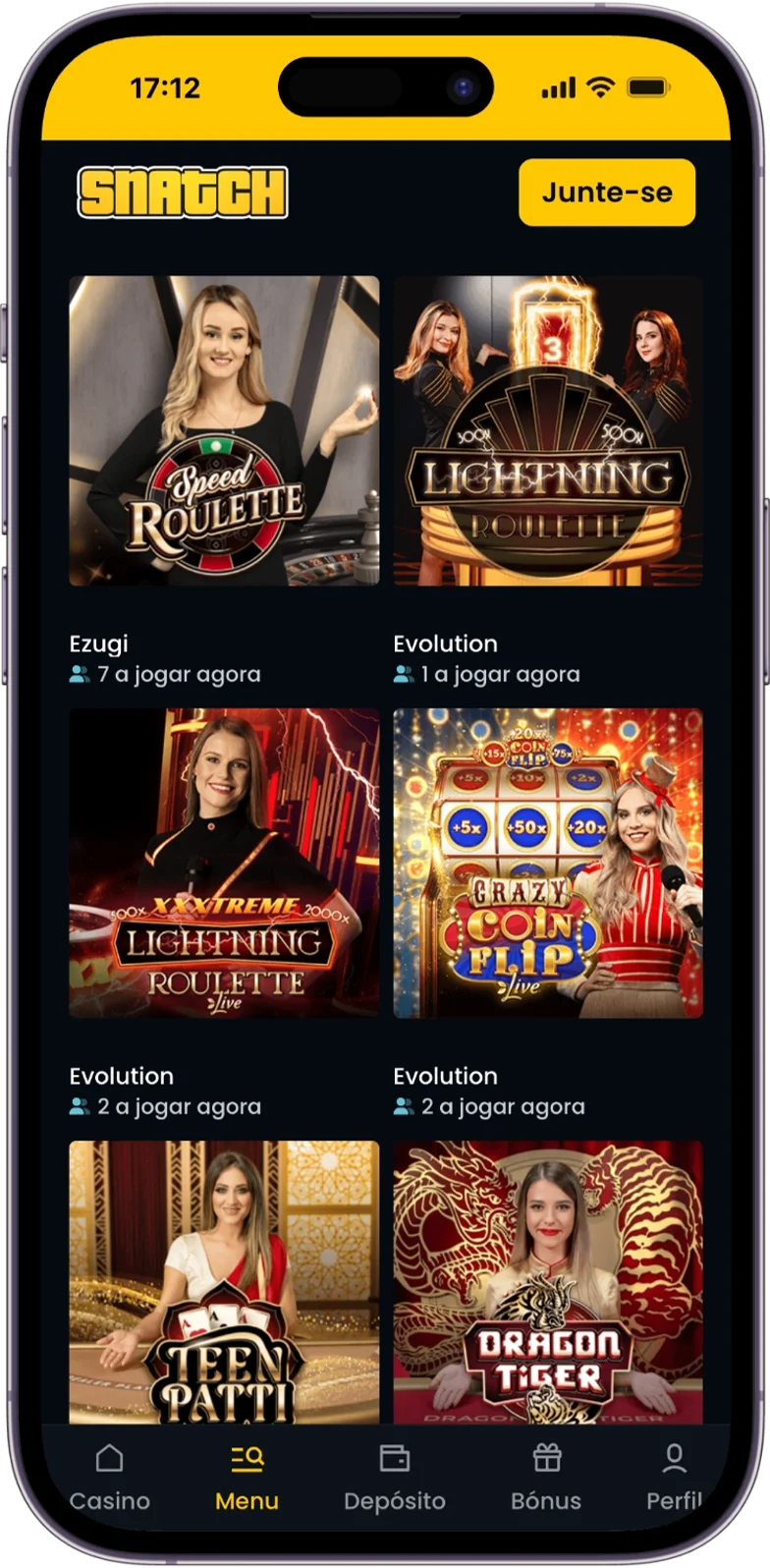 Casino ao Vivo do Snatch Casino