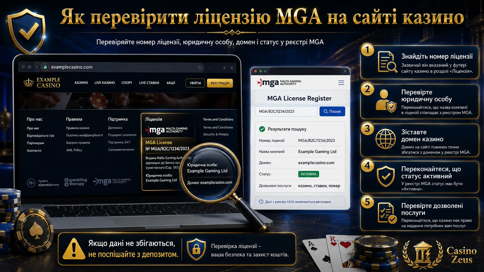 Як перевірити ліцензію MGA на сайті казино